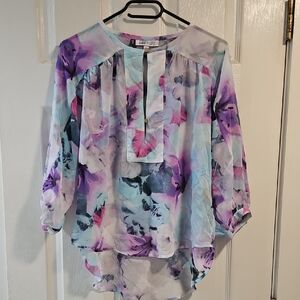 Jennifer Lopez Floral Blouse - Purple and Blue